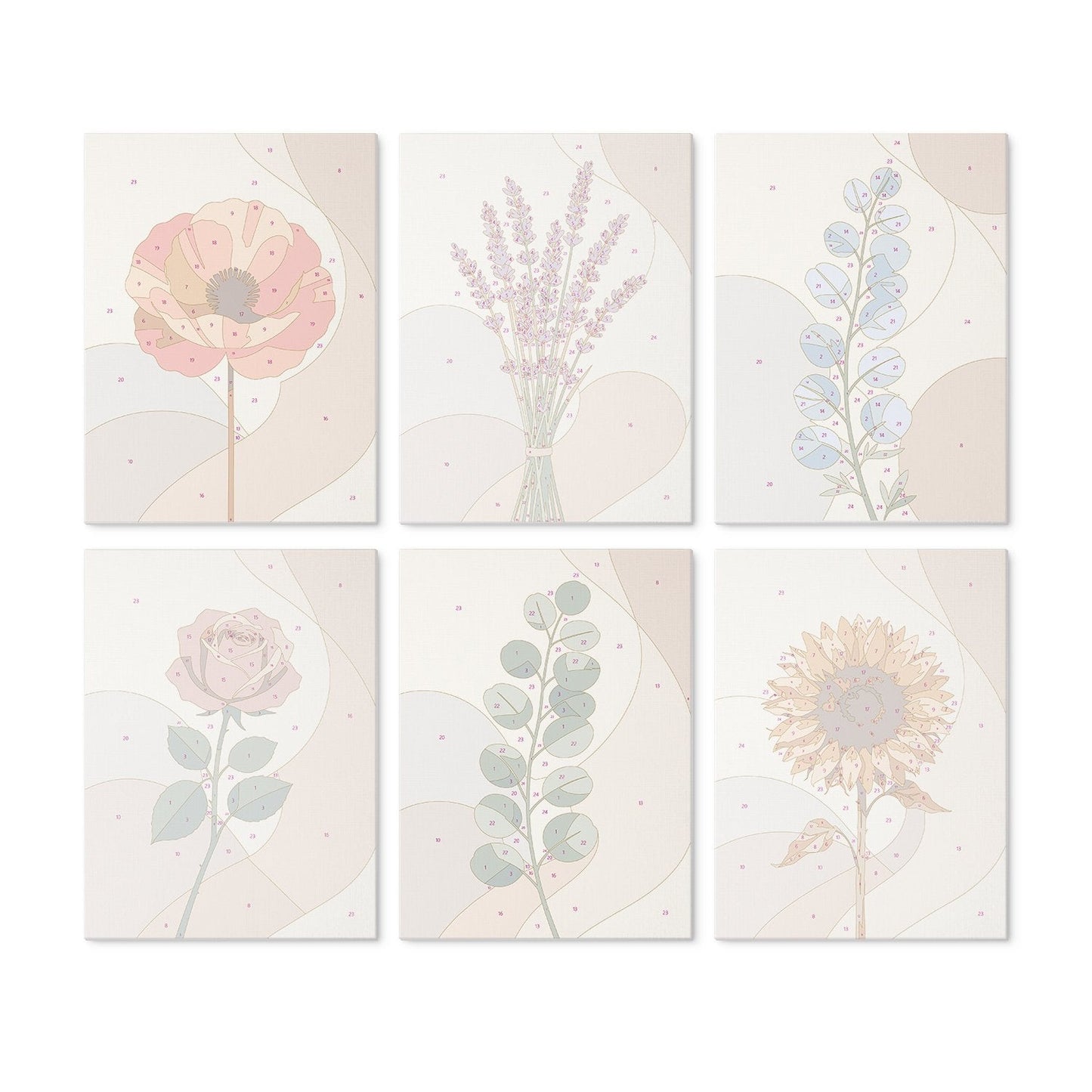 Soft Botanicals – Set of 6 Mini Paintings - miicreative