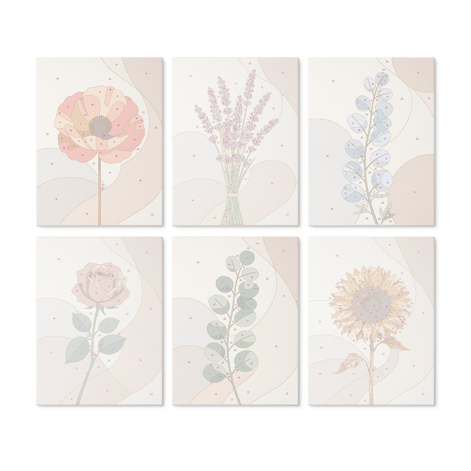 Soft Botanicals – Set of 6 Mini Paintings - miicreative