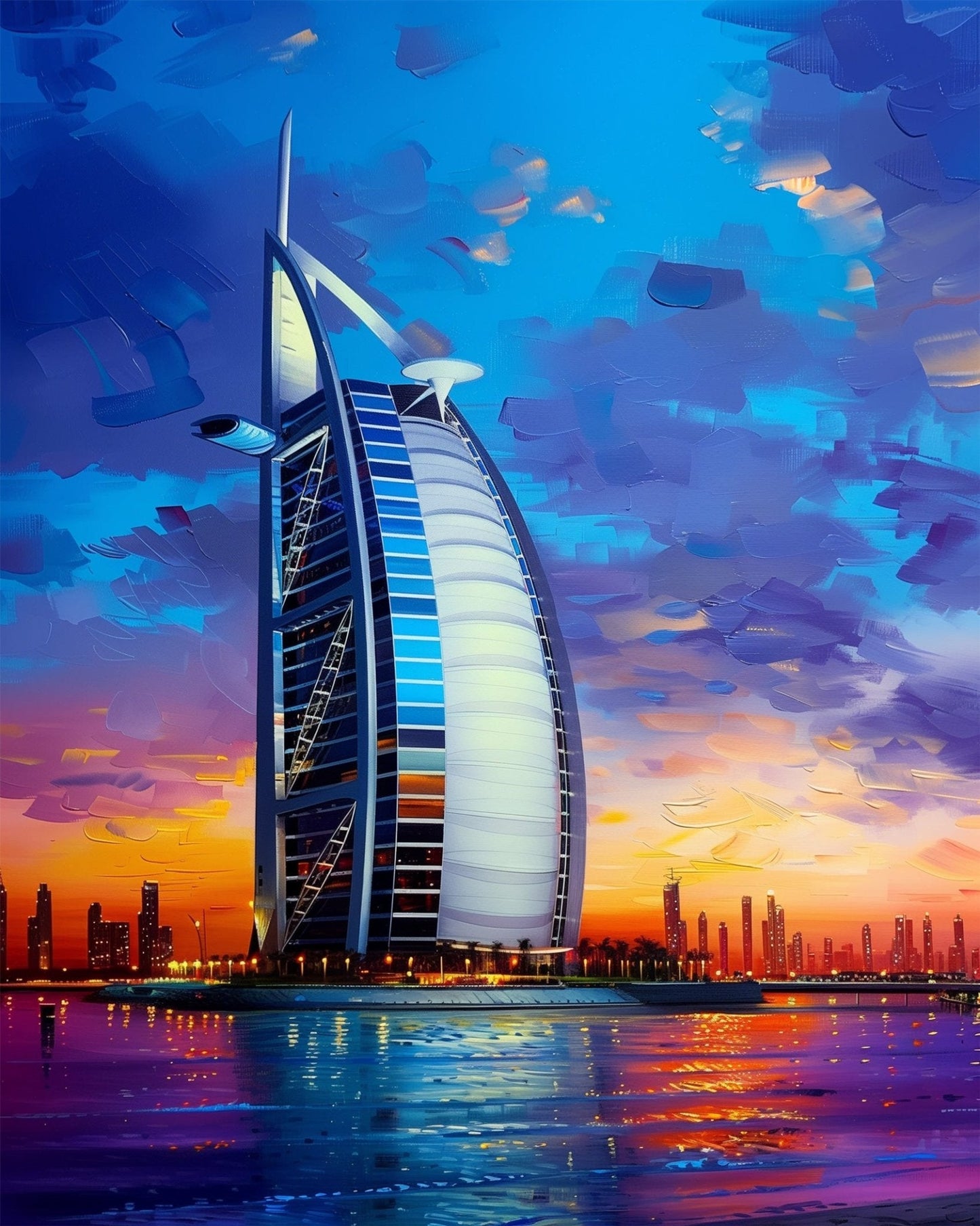 Sunset at the Burj Al Arab in Dubai - miicreative - Paint by Numbers Custom Kit