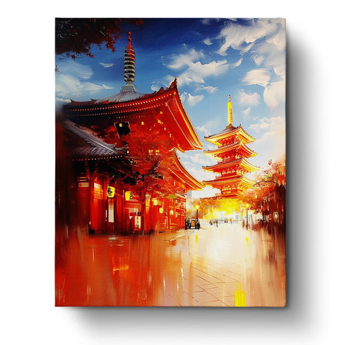 Tokio - Twilight at the Pagoda - Japan - miicreative - Paint by Numbers fixed  Kit