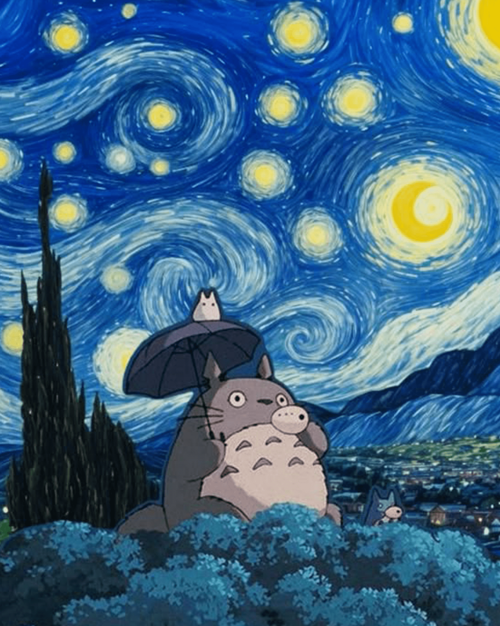 Totoro Starry Night Influence - Anime - miicreative