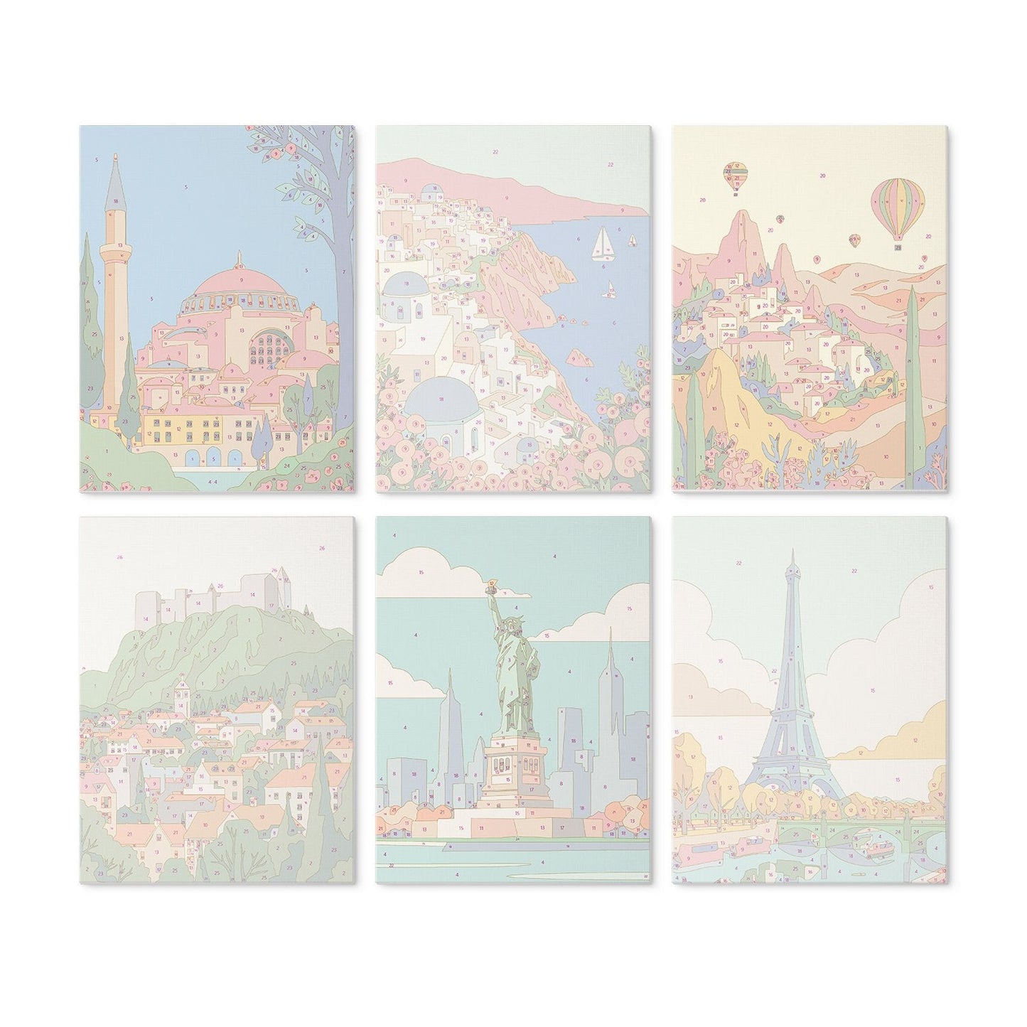Travel Views – Set of 6 Mini Paintings - miicreative