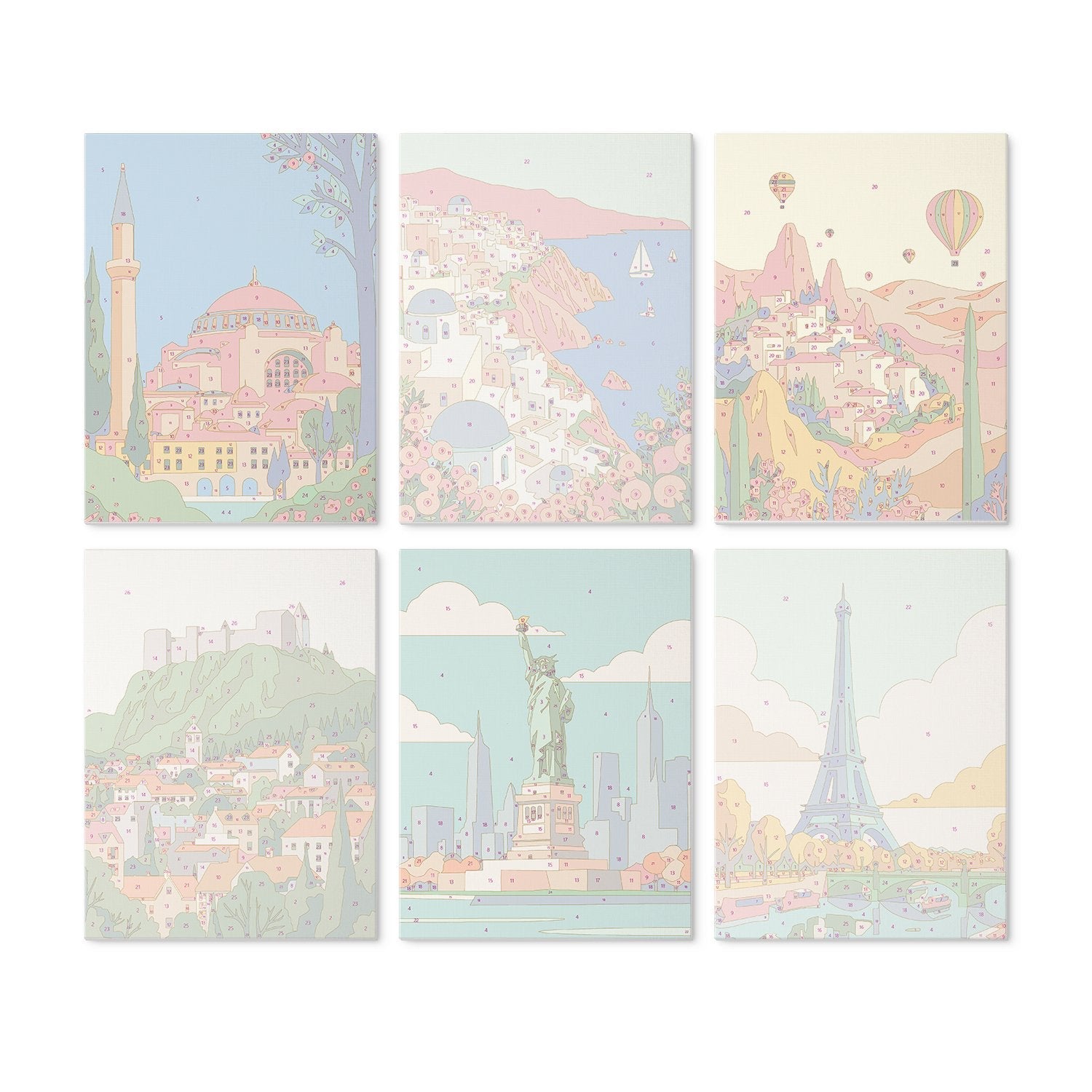 Travel Views – Set of 6 Mini Paintings - miicreative