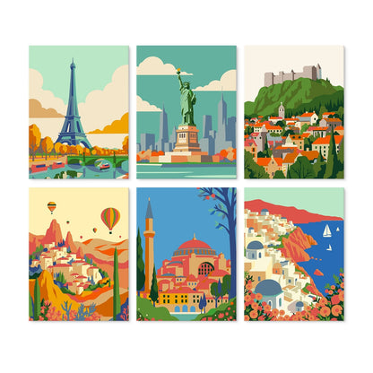 Travel Views – Set of 6 Mini Paintings - miicreative