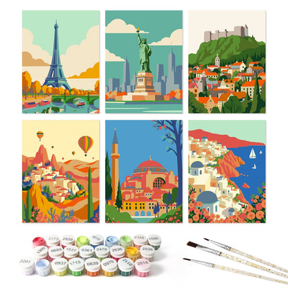Travel Views – Set of 6 Mini Paintings - miicreative