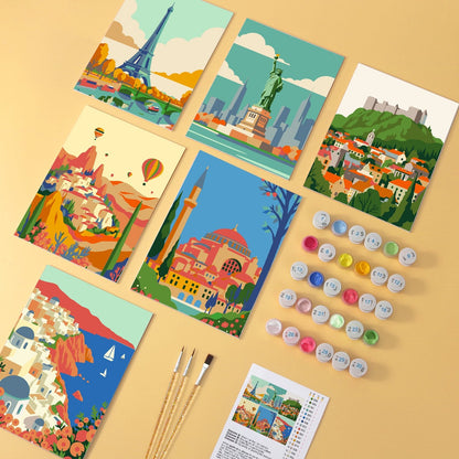 Travel Views – Set of 6 Mini Paintings - miicreative