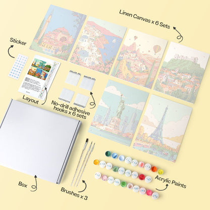 Travel Views – Set of 6 Mini Paintings - miicreative
