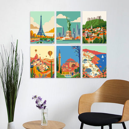 Travel Views – Set of 6 Mini Paintings - miicreative