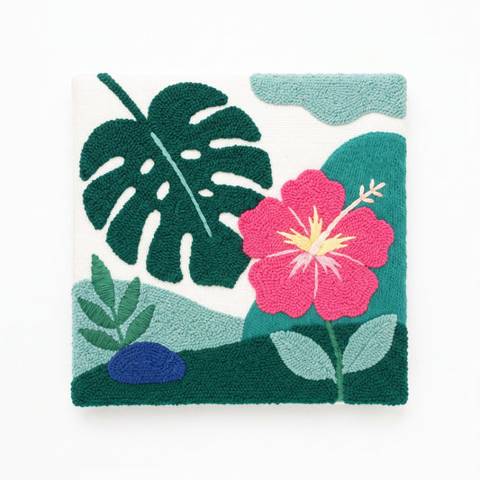 Tropical Monstera & Hibiscus - Square Edition - miicreative