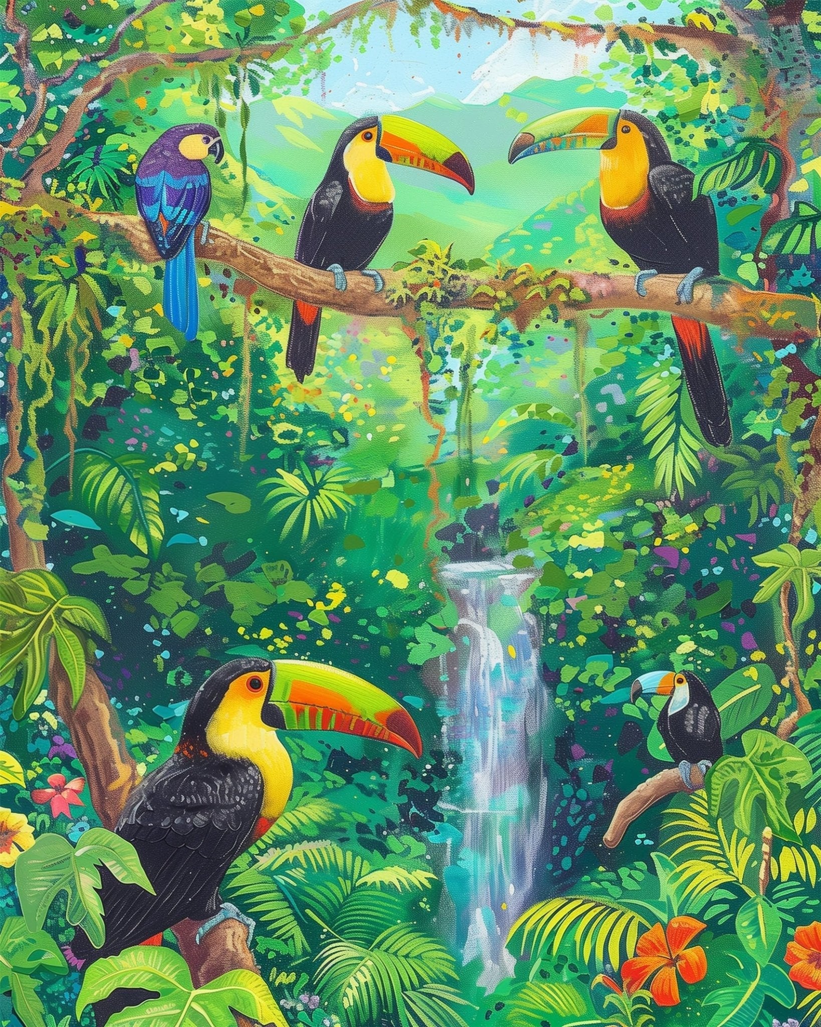 Tropical Toucans and Parrot - miicreative - Paint by Numbers Fixed Kit - Pre-designed Kit