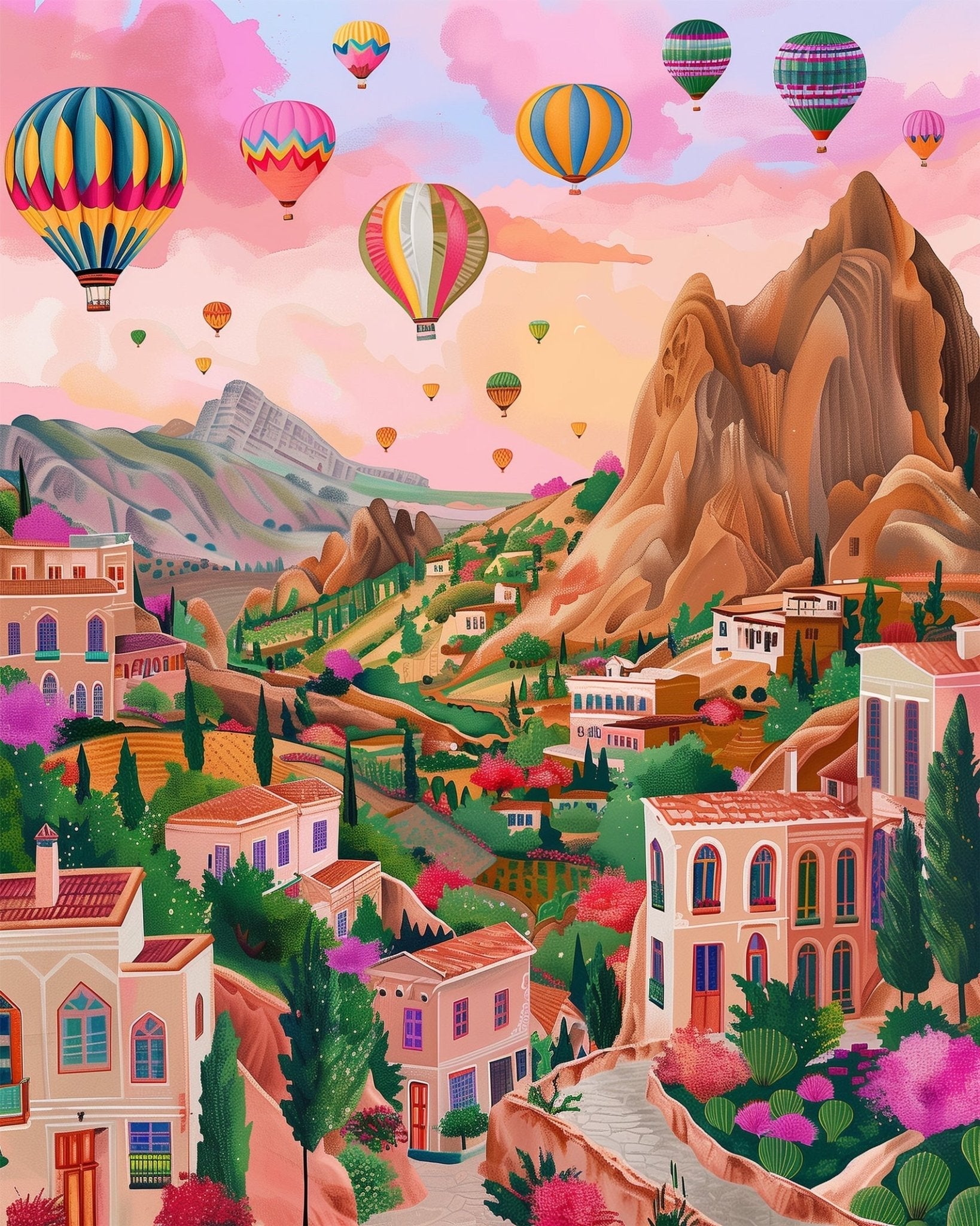 Turkish Village Hot Air Balloon Adventure - miicreative - Paint by Numbers Fixed Kit - Pre-designed Kit