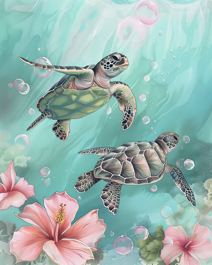 Underwater Turtle Paradise - miicreative - Paint by Numbers Fixed Kit - Pre-designed Kit