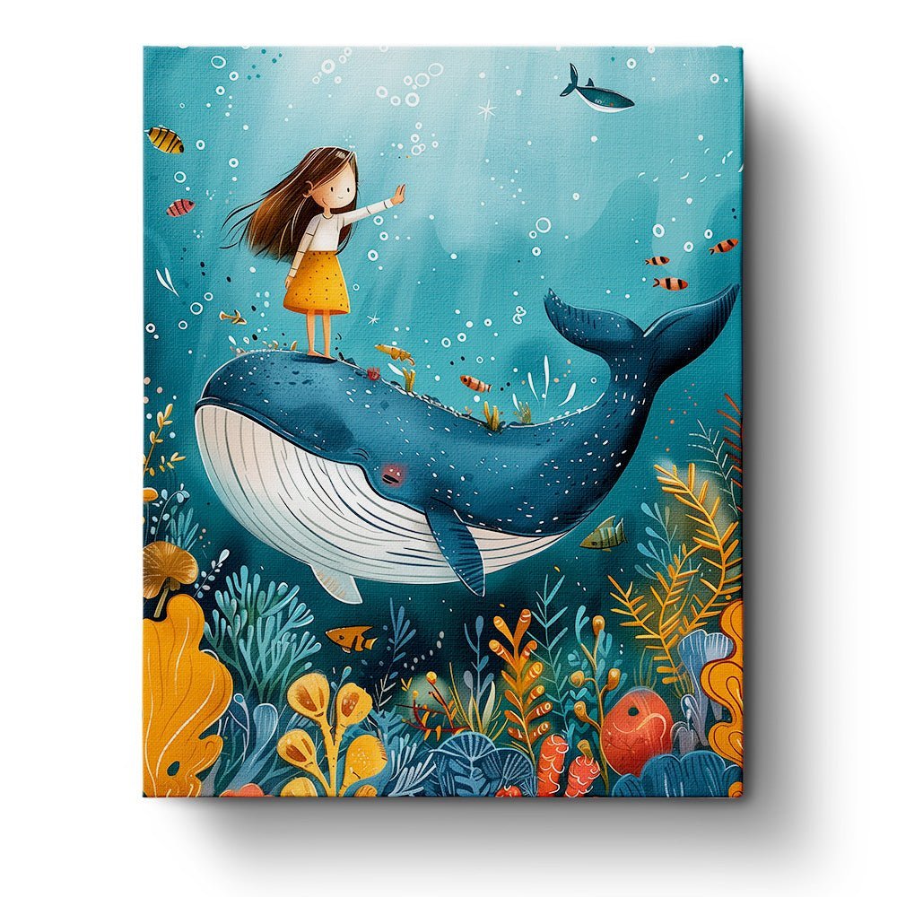Underwater World Whale with Girl - miicreative