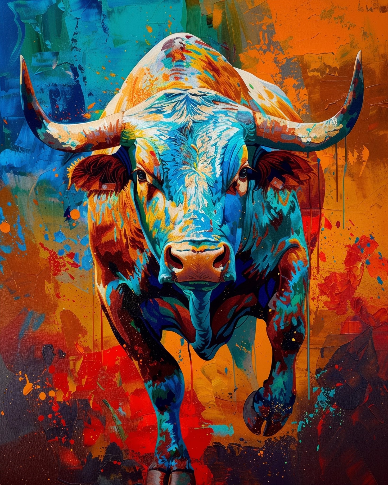 Vibrant Bull - Abstract Animals - miicreative