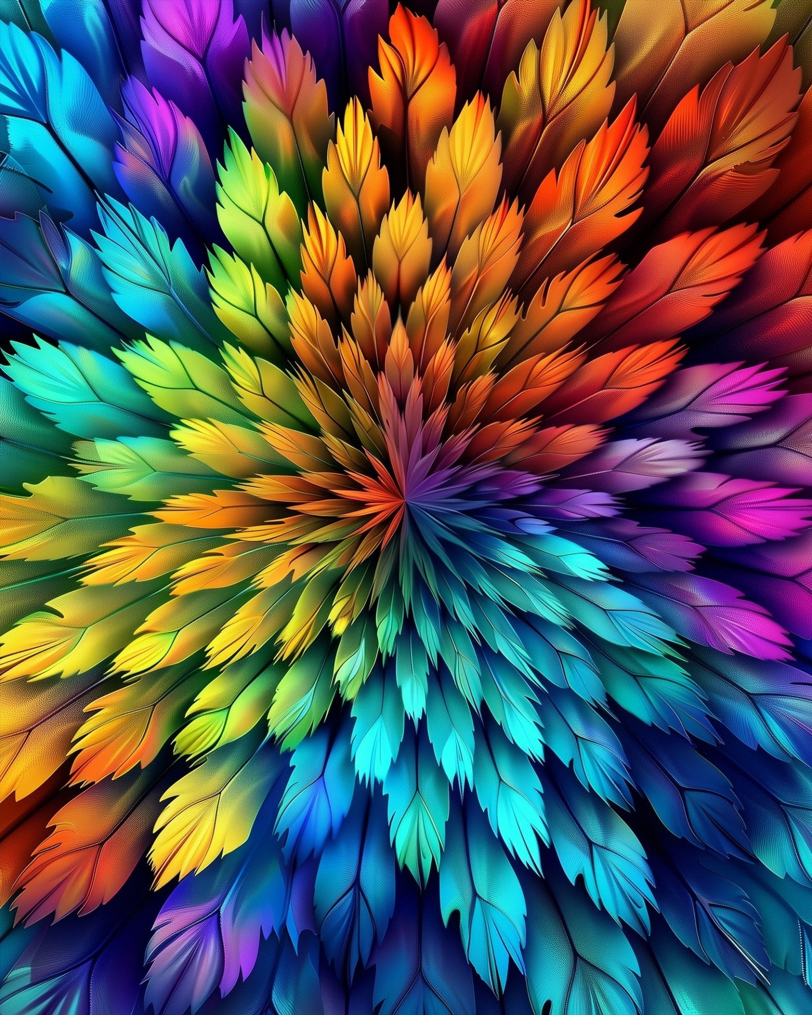Vibrant Feathered Spiral - Mandalas - miicreative