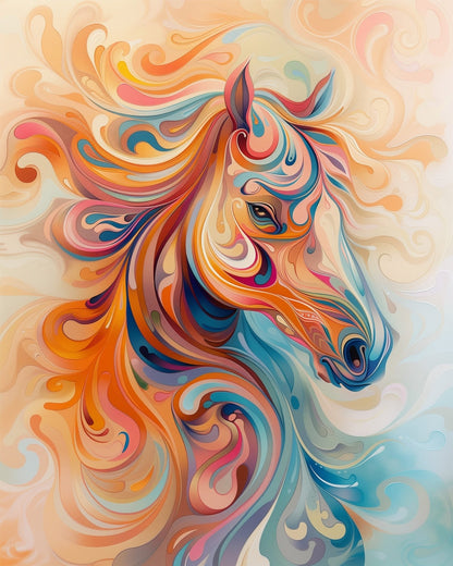 Vibrant Horse Swirls - Abstract Animals - miicreative