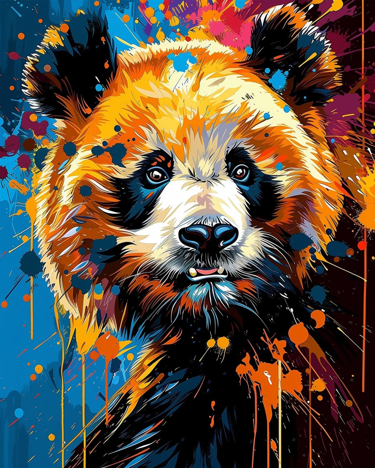 Vibrant Panda Portrait - Abstract Animals - miicreative