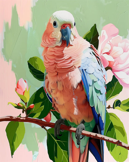 Vibrant Parrot on Branch - Abstract Animals - miicreative