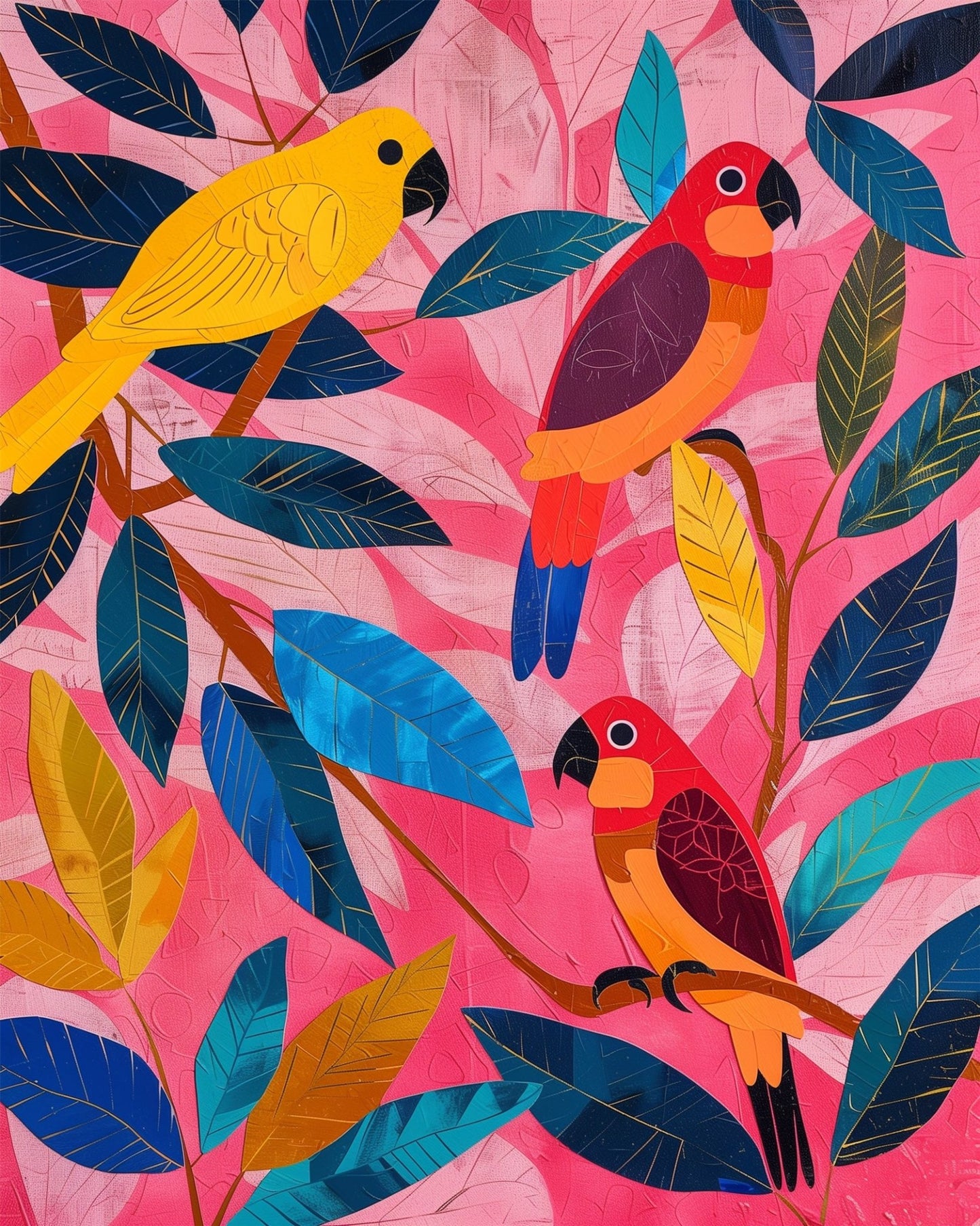 Vibrant Parrots - Abstract Animals - miicreative