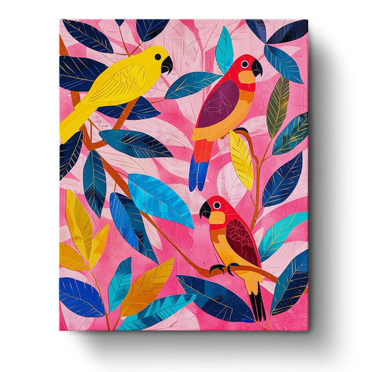 Vibrant Parrots - Abstract Animals - miicreative