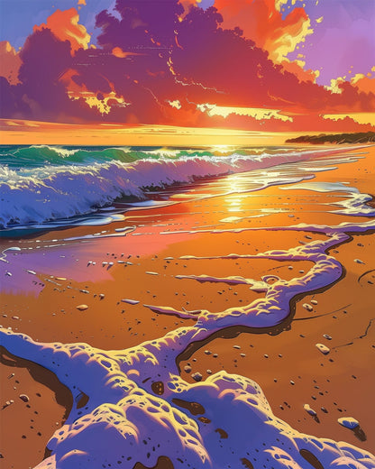 Vibrant Sunset Serenity - Sea Landscape - miicreative