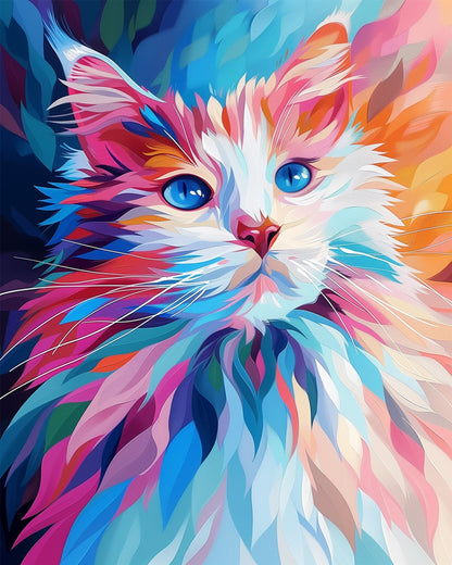 Vibrant Whiskers Cat - Abstract Animals - miicreative