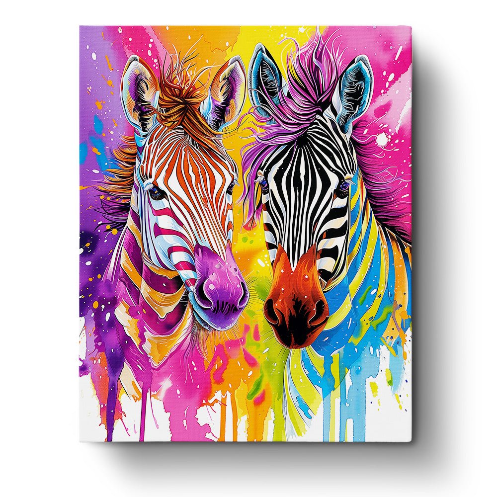 Vibrant Zebra Duo - Abstract Animals - miicreative