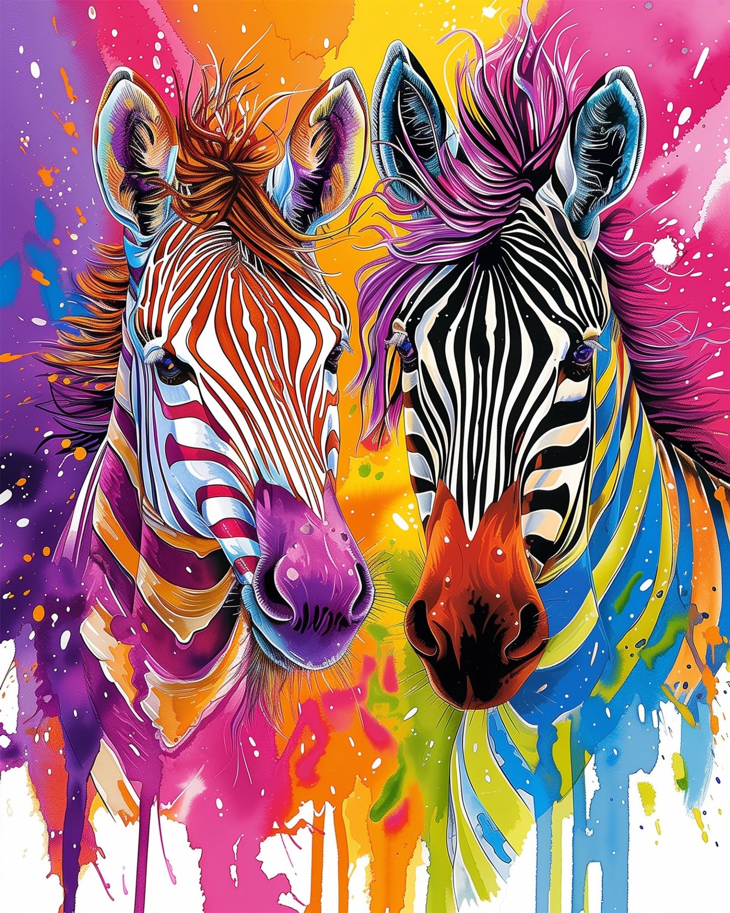 Vibrant Zebra Duo - Abstract Animals - miicreative