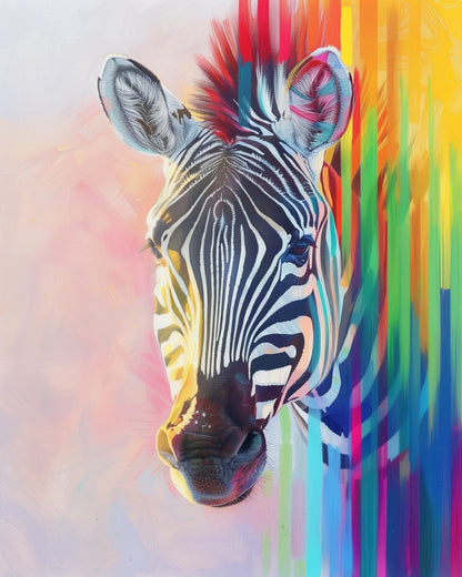 Vibrant Zebra Portrait - Abstract Animals - miicreative