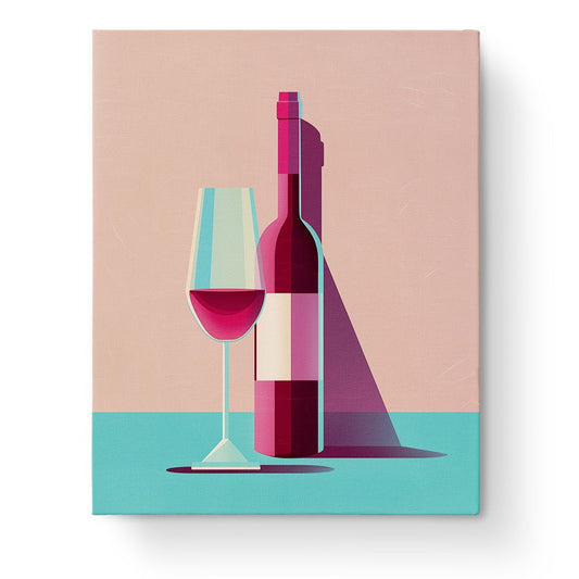 Wine Bottle and Glass - Minimalistic - miicreative