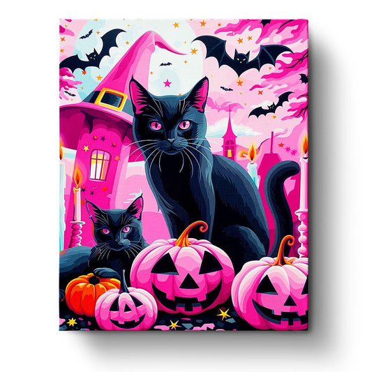 Witch's Cats and Pumpkins - Halloween - miicreative