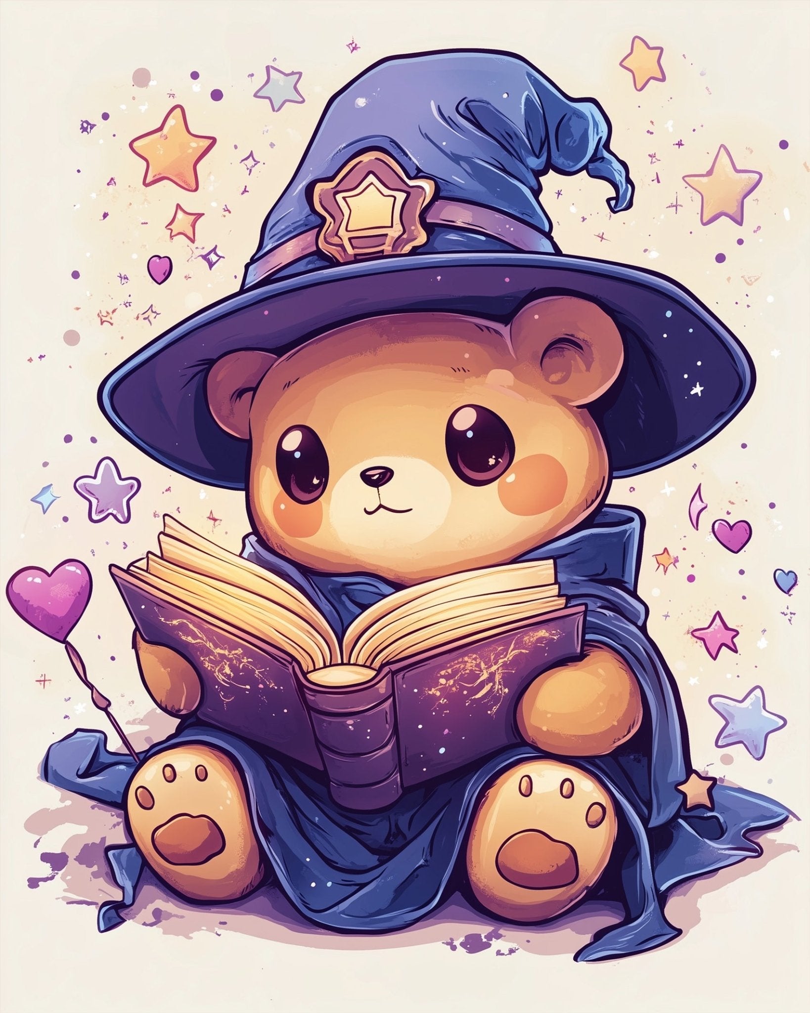 Wizard Teddy Bear Spellbook - Halloween - miicreative